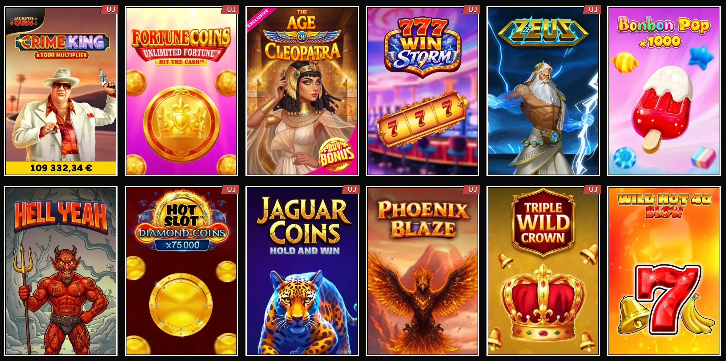 Játékgyűjtemény a Wintino casino